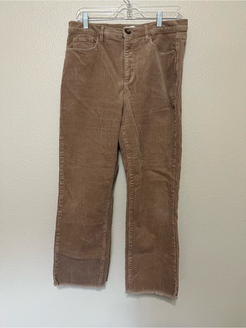 LOFT Tan Corduroy Straight-Leg Pants